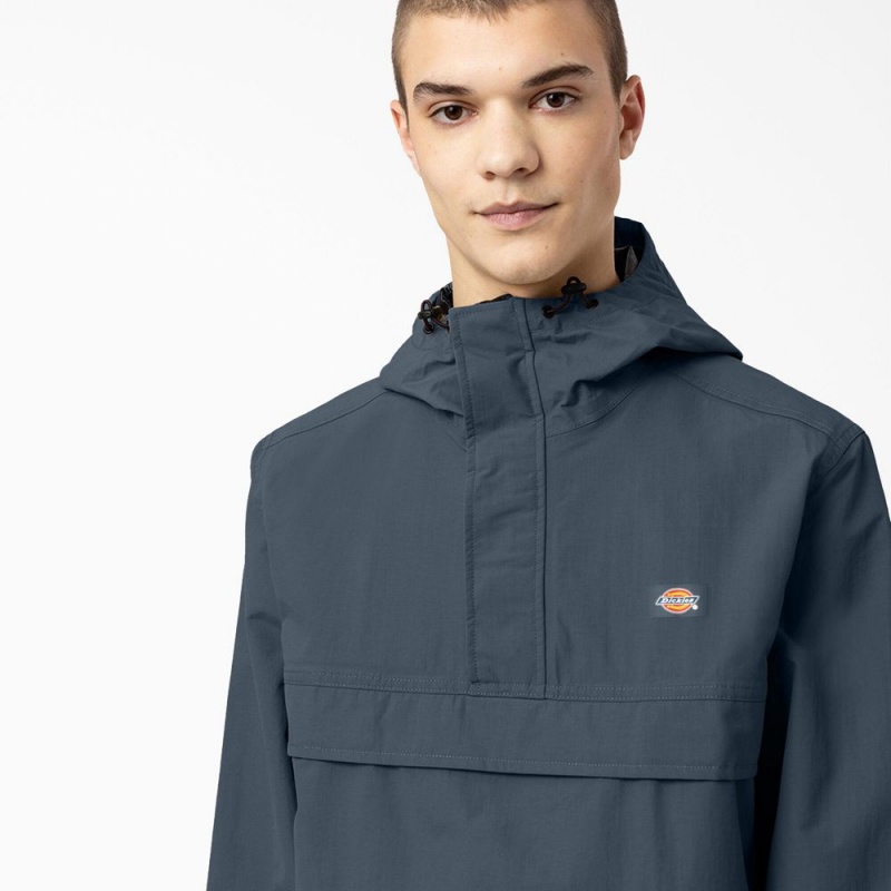 Blue Men's Dickies Glacier View Anorak Pullover Jacket | AMZ782930