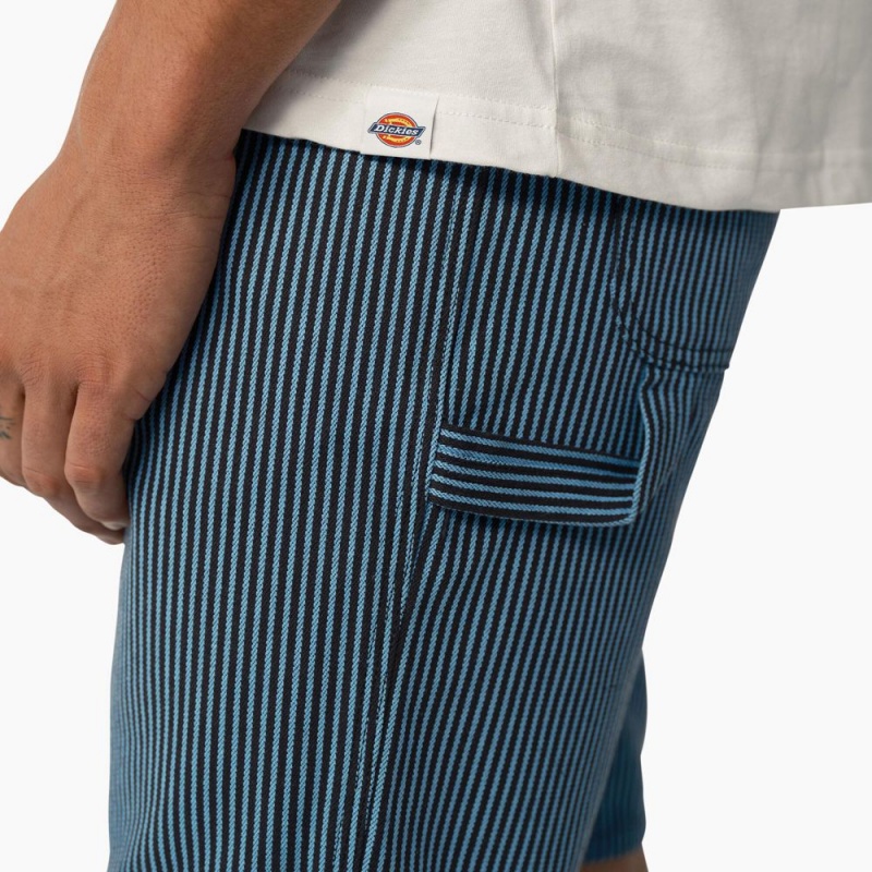 Blue Men's Dickies Hickory Stripe Carpenter Shorts | QRG741309