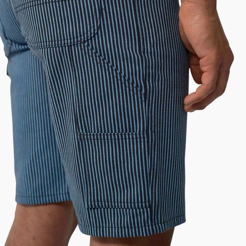 Blue Men's Dickies Hickory Stripe Carpenter Shorts | QRG741309