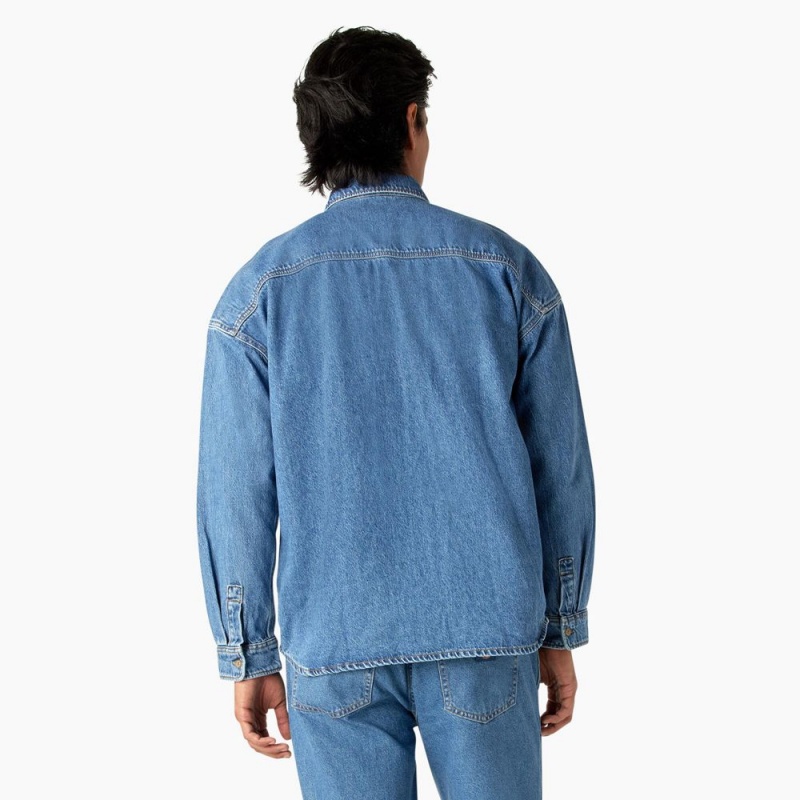 Blue Men's Dickies Houston Denim Shirt | JPR635840