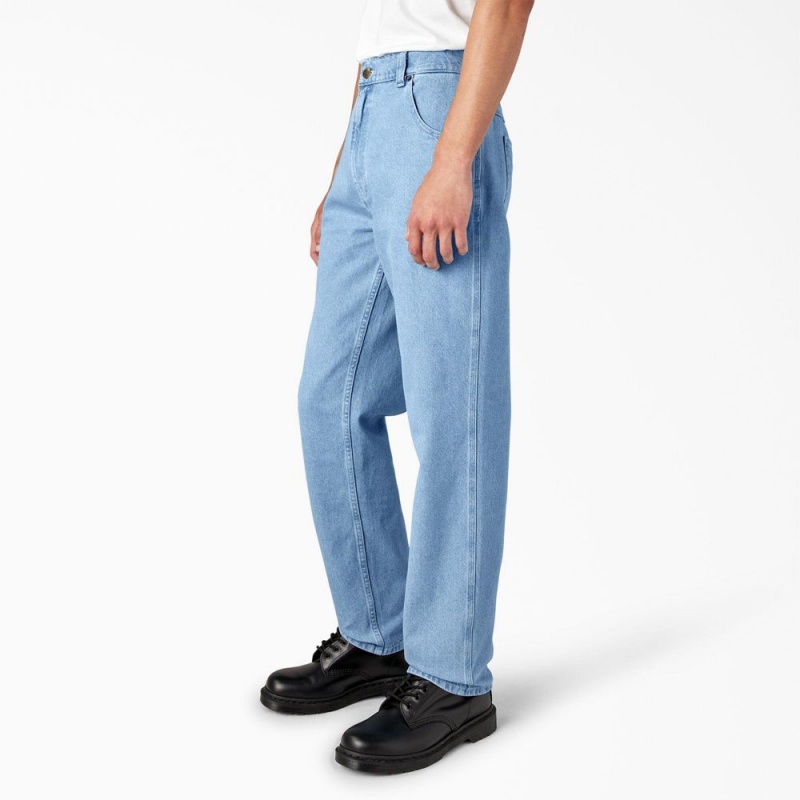 Blue Men's Dickies Houston Relaxed Fit Jeans | EDU698253