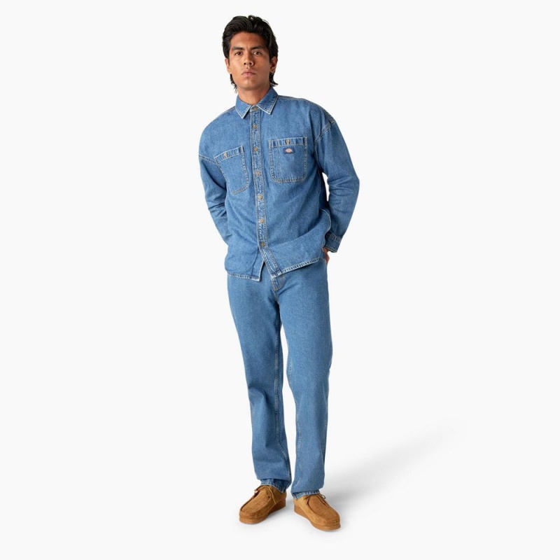 Blue Men's Dickies Houston Relaxed Fit Jeans | KBO761504