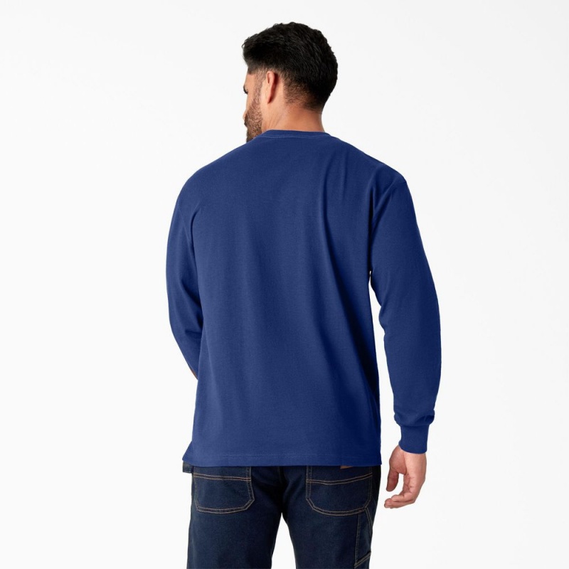 Blue Men's Dickies Long Sleeve Workwear Graphic T-Shirt | WJX701693