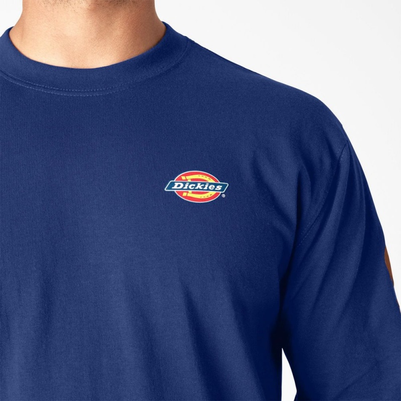 Blue Men's Dickies Long Sleeve Workwear Graphic T-Shirt | WJX701693