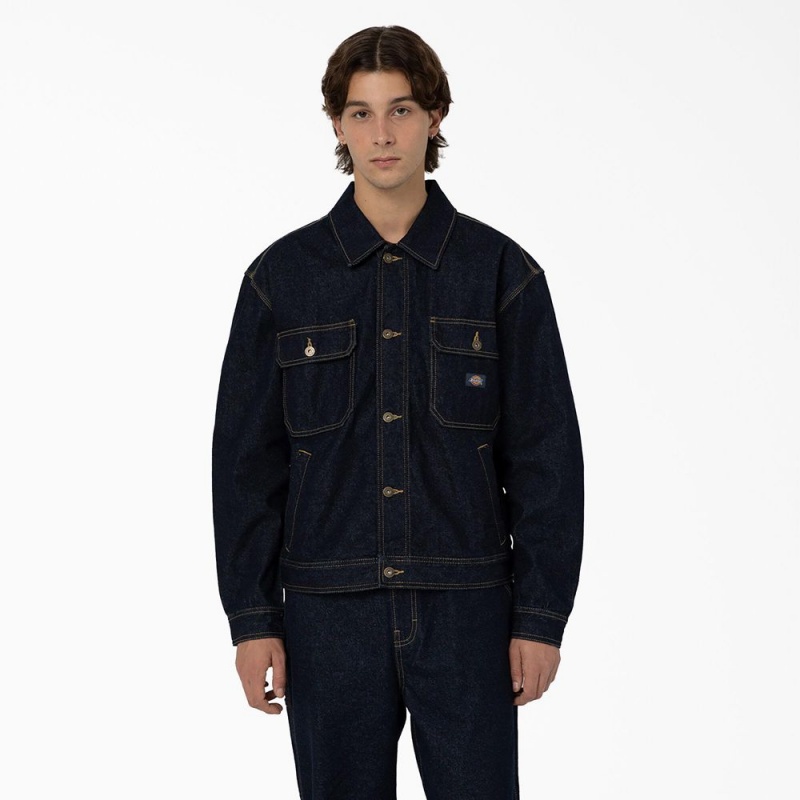 Blue Men\'s Dickies Madison Denim Jacket | FLC351069