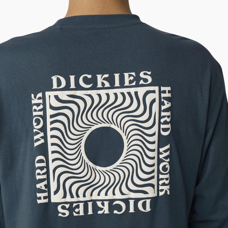 Blue Men's Dickies Oatfield Long Sleeve T-Shirt | JHG109537