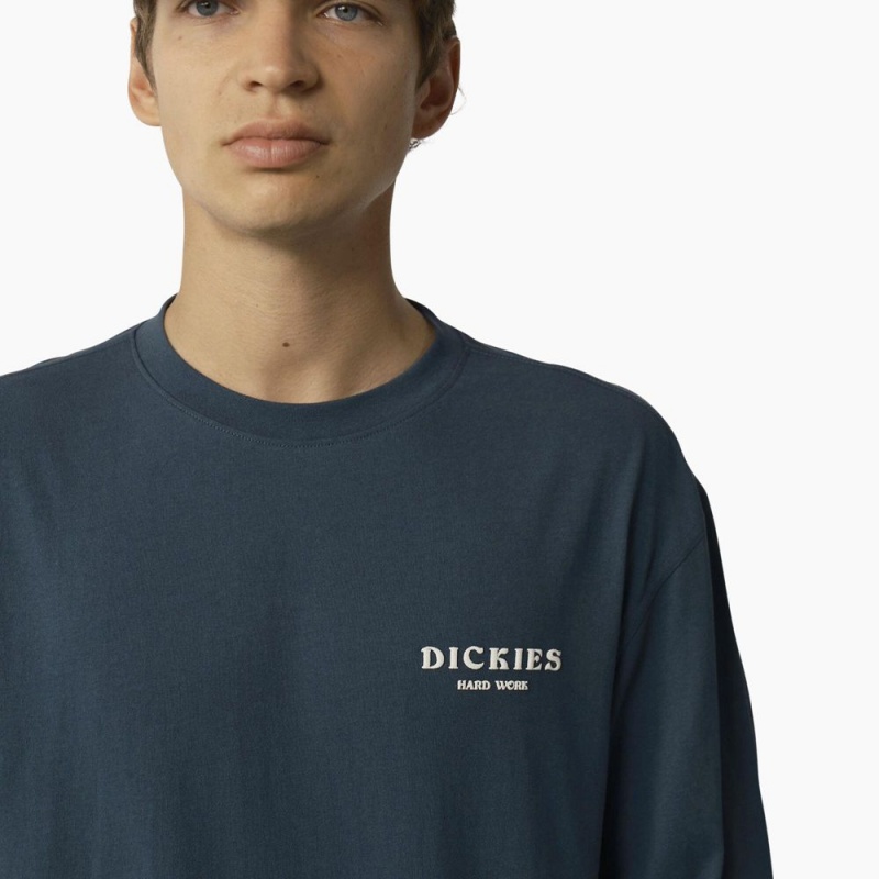 Blue Men's Dickies Oatfield Long Sleeve T-Shirt | JHG109537