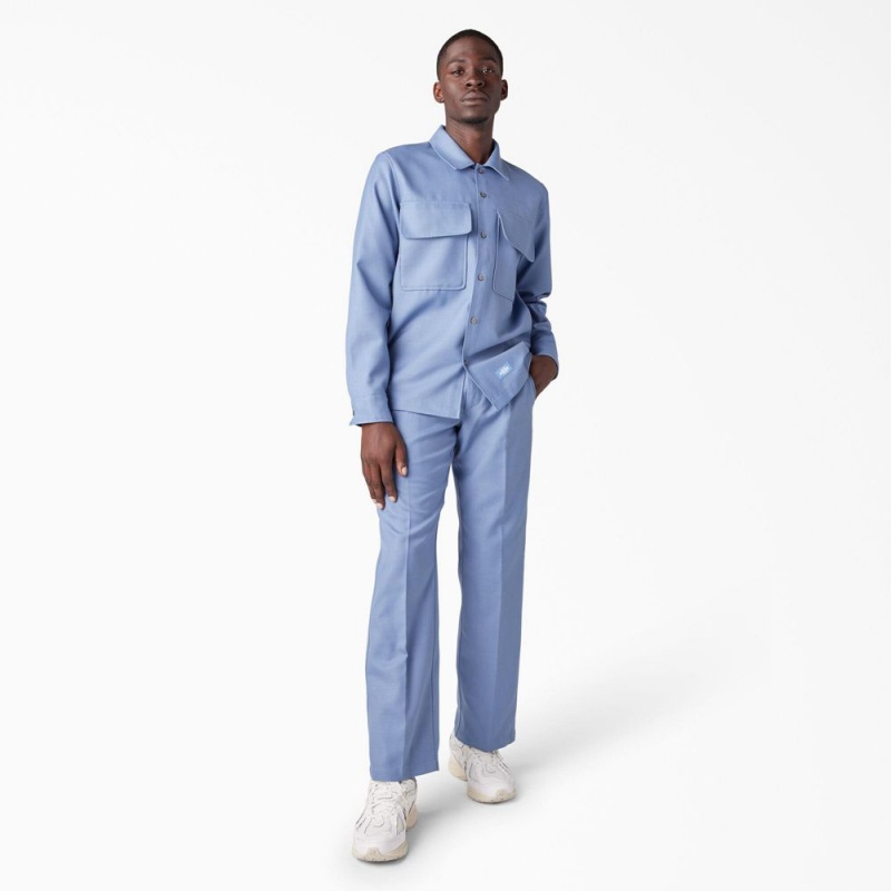 Blue Men's Dickies Premium Collection Boxy Shirt | WIV310748