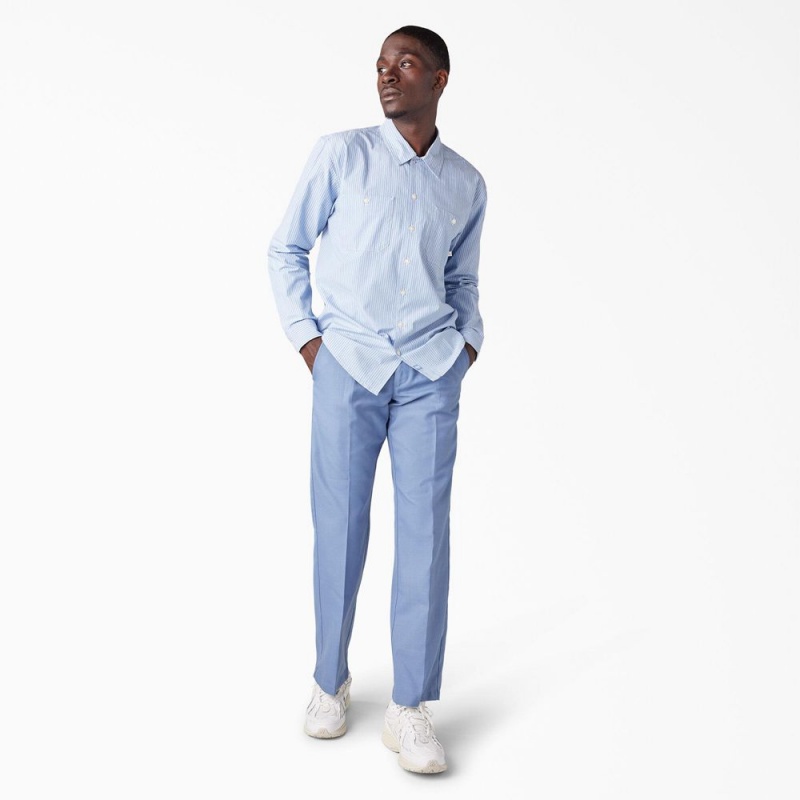 Blue Men's Dickies Premium Collection Service Shirt | FLH542837