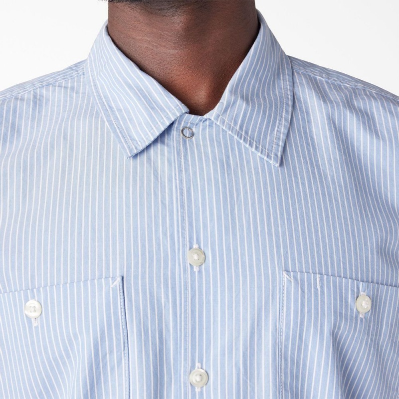 Blue Men's Dickies Premium Collection Service Shirt | FLH542837