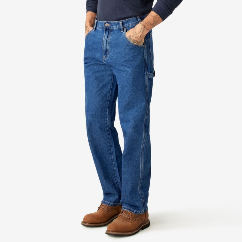 Blue Men's Dickies Relaxed Fit Carpenter Jeans | FHQ803451