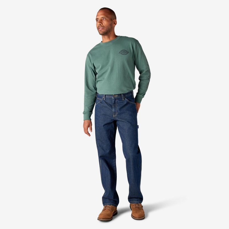 Blue Men's Dickies Relaxed Fit Heavyweight Carpenter Jeans | JOK107835