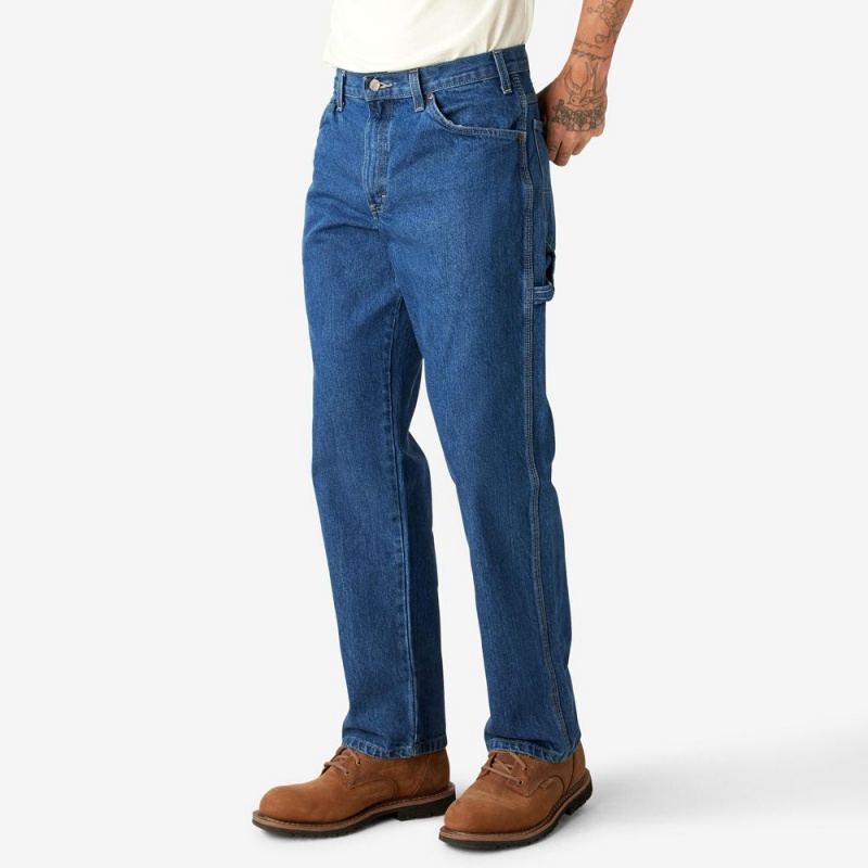 Blue Men's Dickies Relaxed Fit Heavyweight Carpenter Jeans | CSA847695