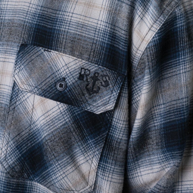 Blue Men's Dickies Ronnie Sandoval Brushed Flannel Shirt | PQC203716