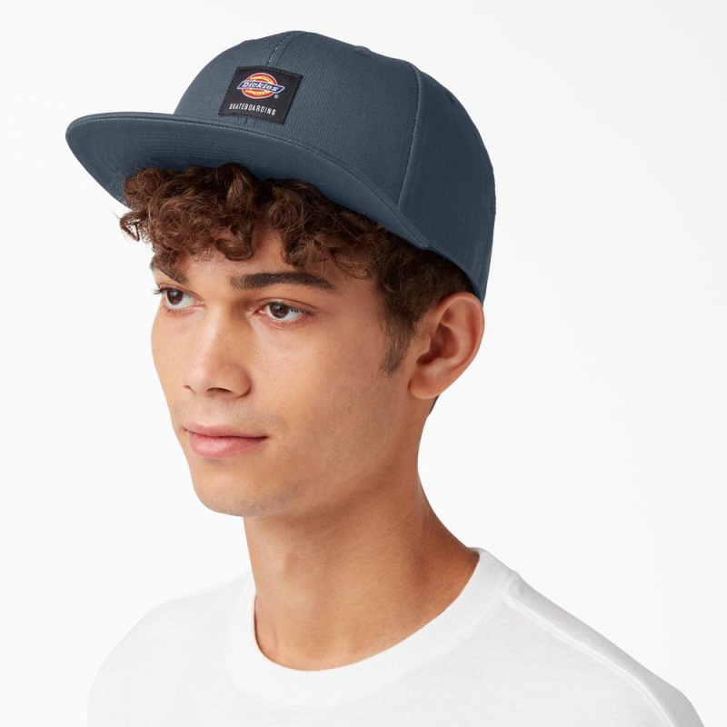 Blue Men's Dickies Skateboarding Flat Bill Cap | YXF950764