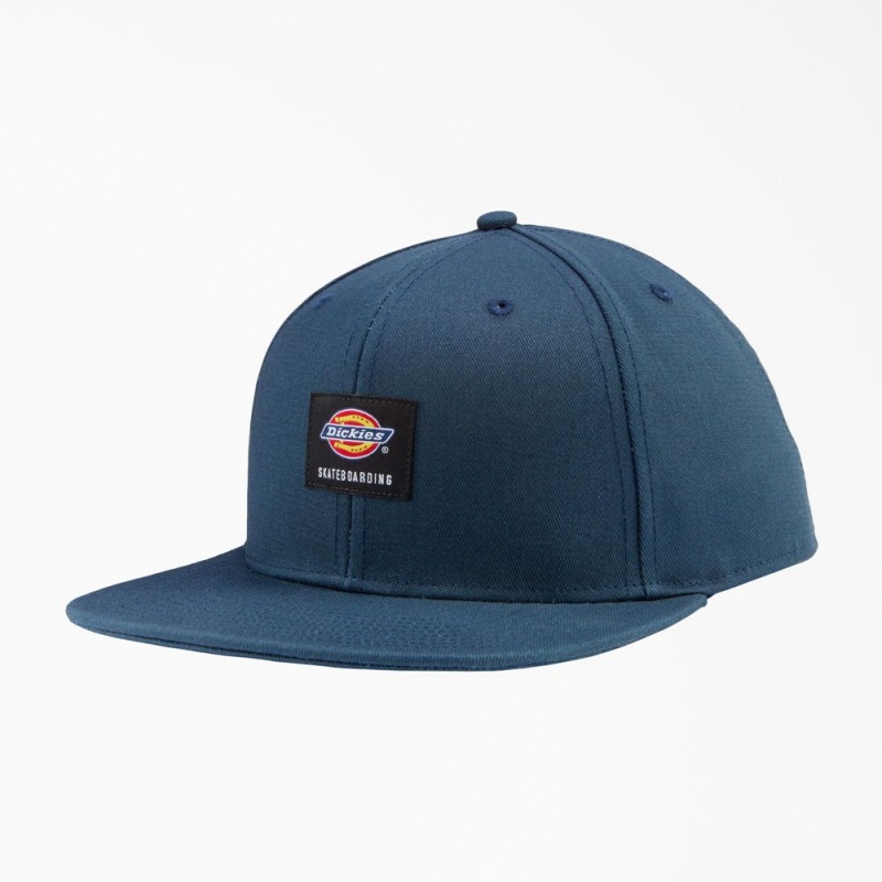 Blue Men\'s Dickies Skateboarding Flat Bill Cap | YXF950764