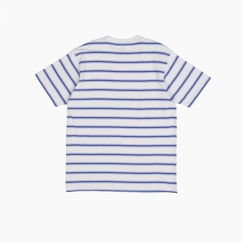 Blue Men's Dickies Skateboarding Striped T-Shirt | WUJ032479