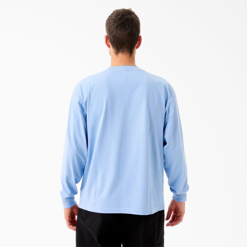 Blue Men's Dickies Tom Knox Long Sleeve T-Shirt | TZD154690