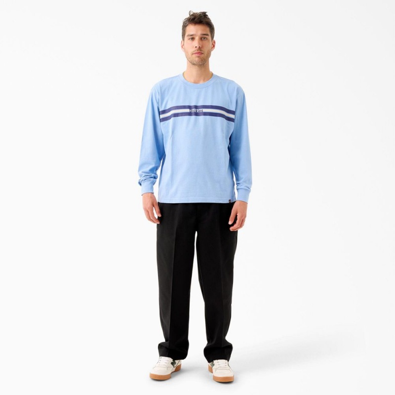 Blue Men's Dickies Tom Knox Long Sleeve T-Shirt | TZD154690