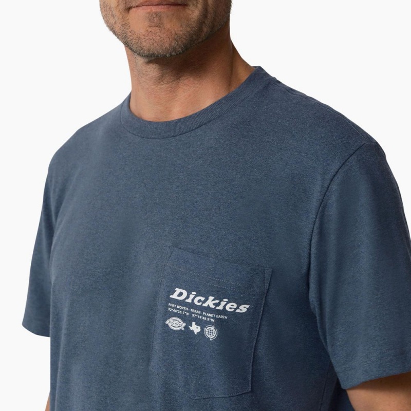 Blue Men's Dickies United By Work Graphic Pocket T-Shirt | TEB537846