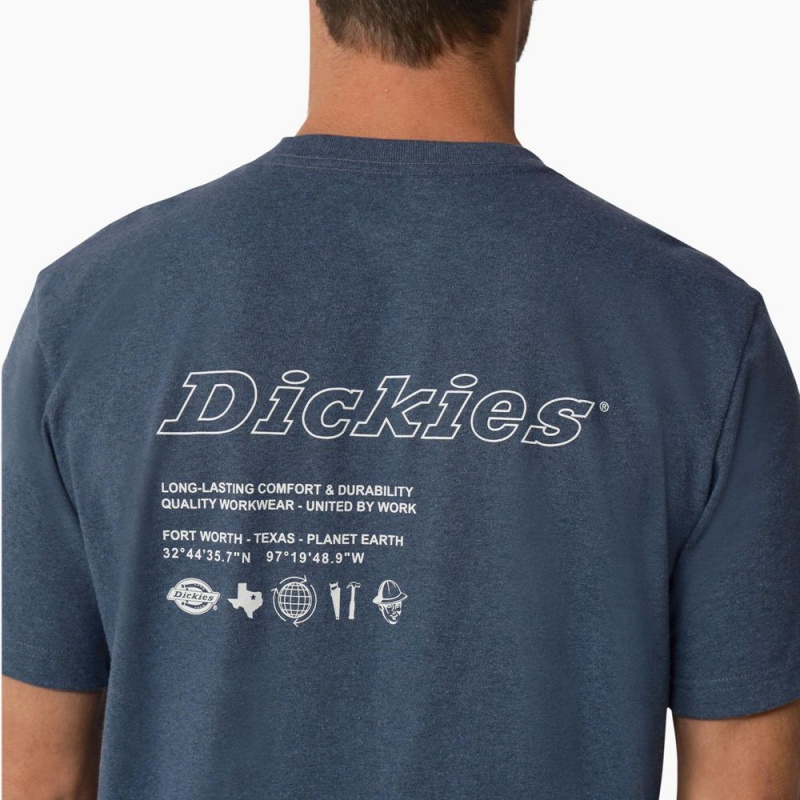 Blue Men's Dickies United By Work Graphic Pocket T-Shirt | TEB537846