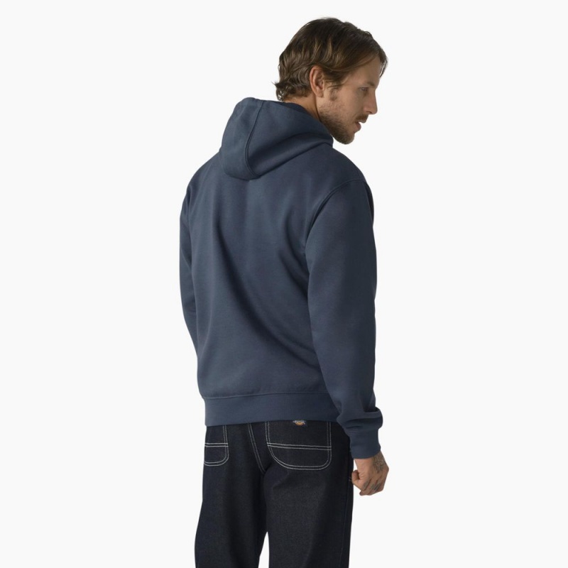 Blue Men's Dickies Water Repellent Logo Hoodie | MSL402957