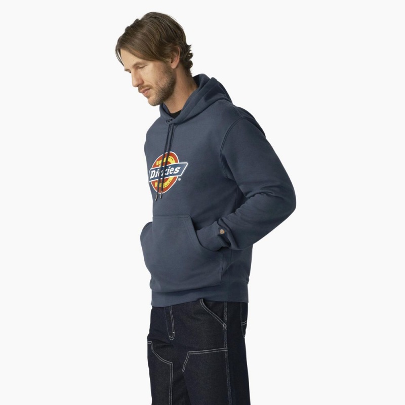 Blue Men's Dickies Water Repellent Logo Hoodie | MSL402957