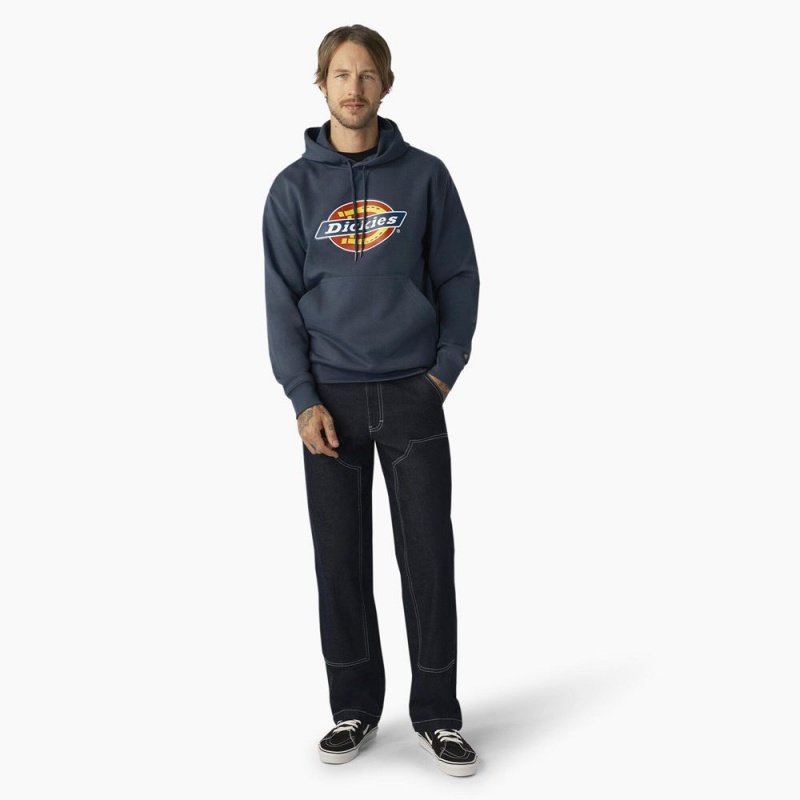 Blue Men's Dickies Water Repellent Logo Hoodie | MSL402957