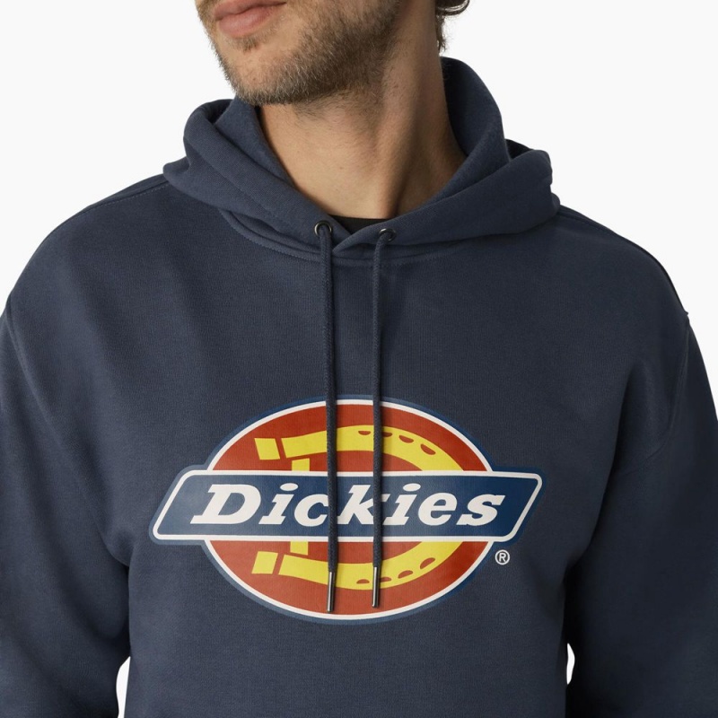 Blue Men's Dickies Water Repellent Logo Hoodie | MSL402957