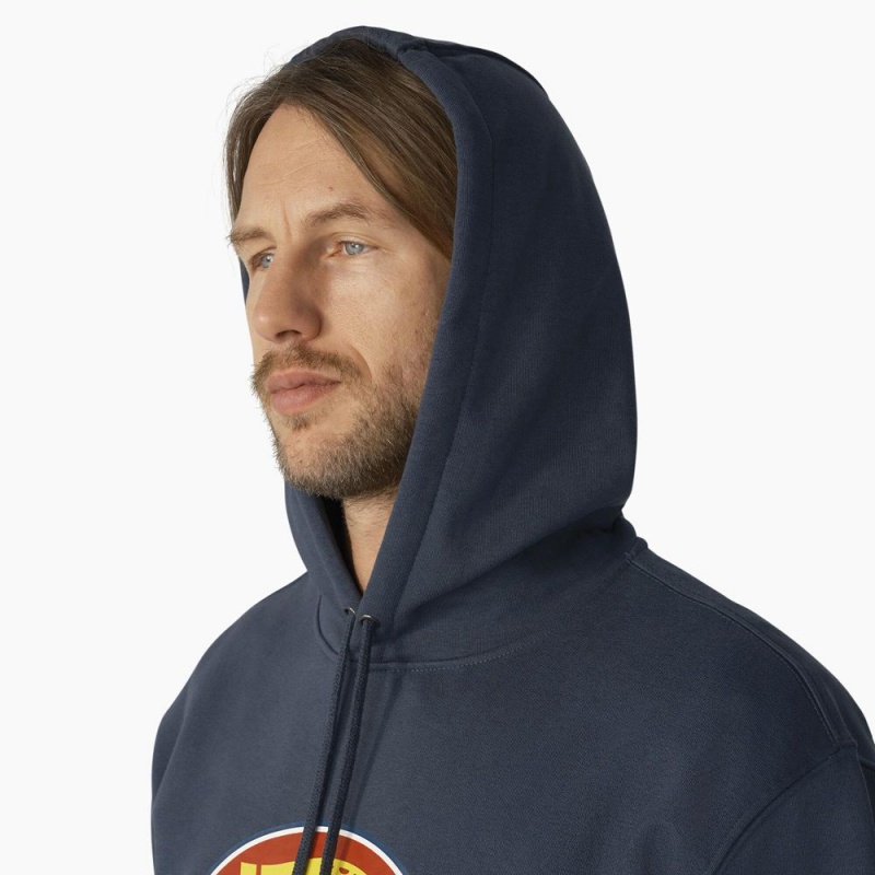 Blue Men's Dickies Water Repellent Logo Hoodie | MSL402957