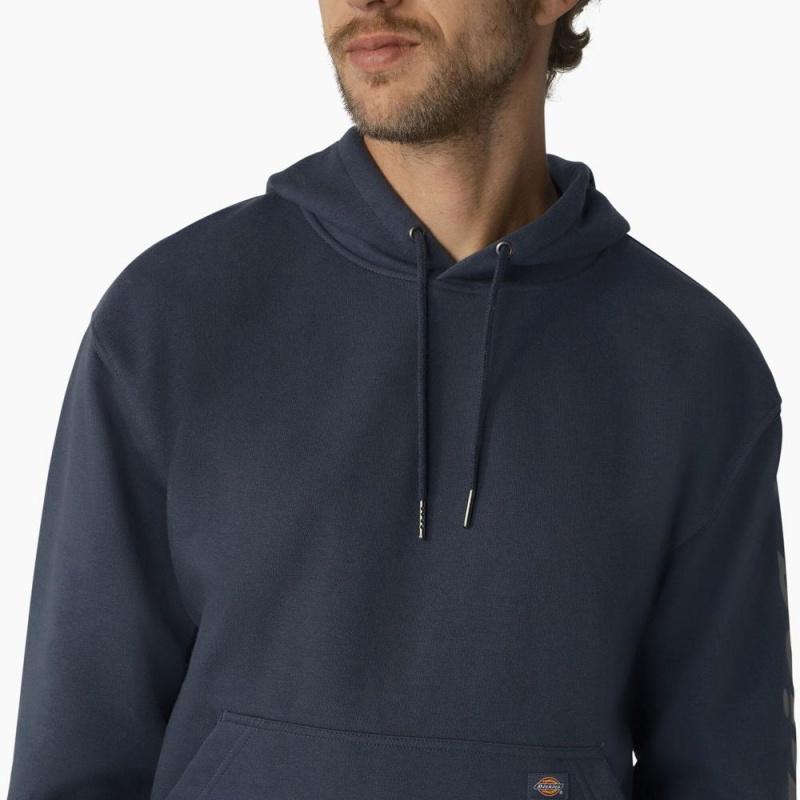 Blue Men's Dickies Water Repellent Sleeve Logo Hoodie | PKD872630