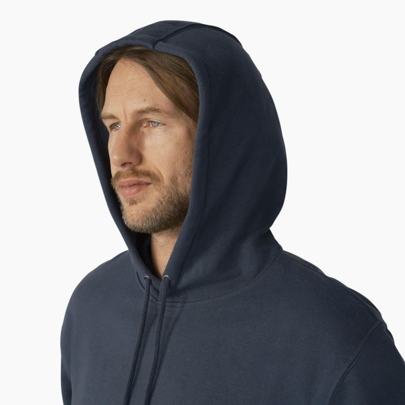 Blue Men's Dickies Water Repellent Sleeve Logo Hoodie | PKD872630