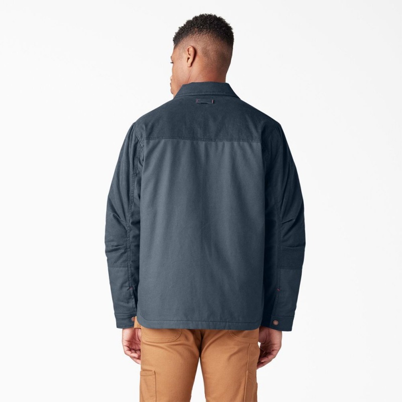 Blue Men's Dickies Waxed Canvas Service Jacket | GJN368152