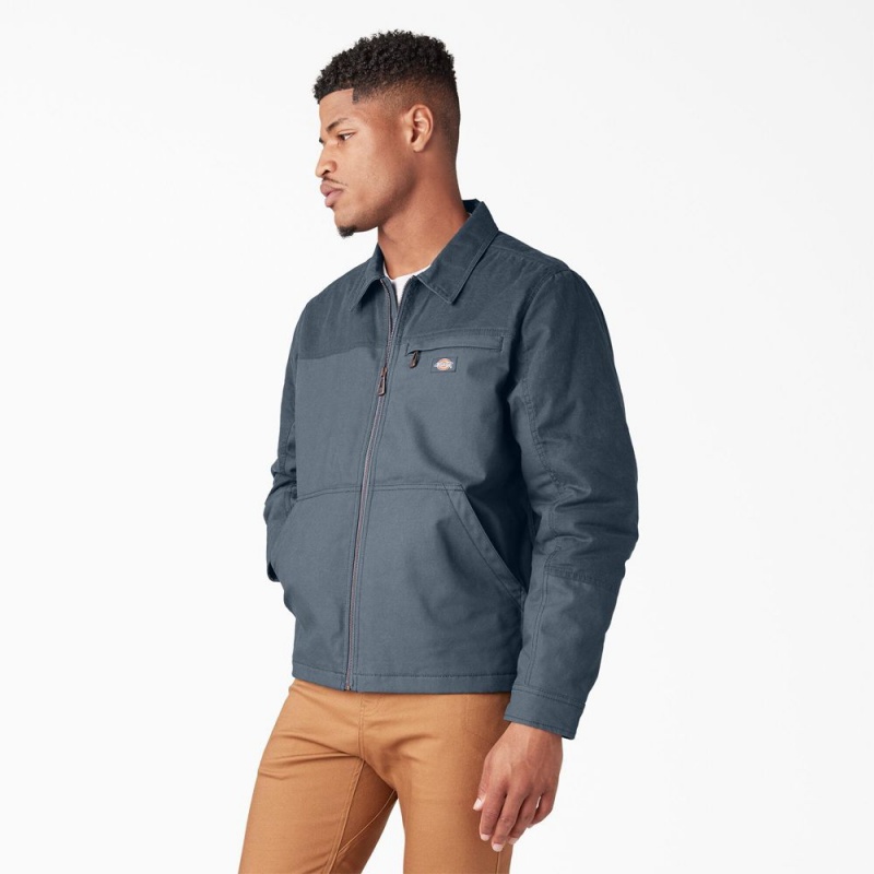 Blue Men's Dickies Waxed Canvas Service Jacket | GJN368152