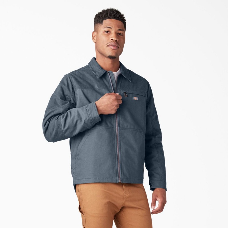 Blue Men's Dickies Waxed Canvas Service Jacket | GJN368152