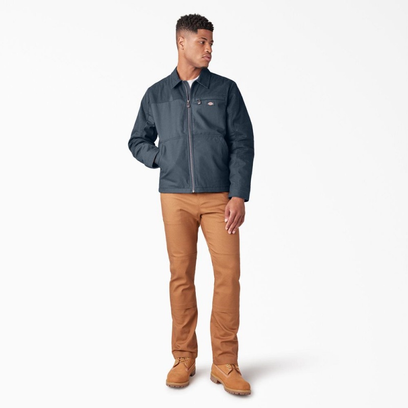 Blue Men's Dickies Waxed Canvas Service Jacket | GJN368152