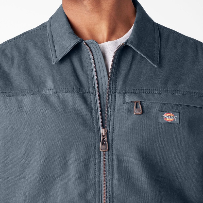 Blue Men's Dickies Waxed Canvas Service Jacket | GJN368152