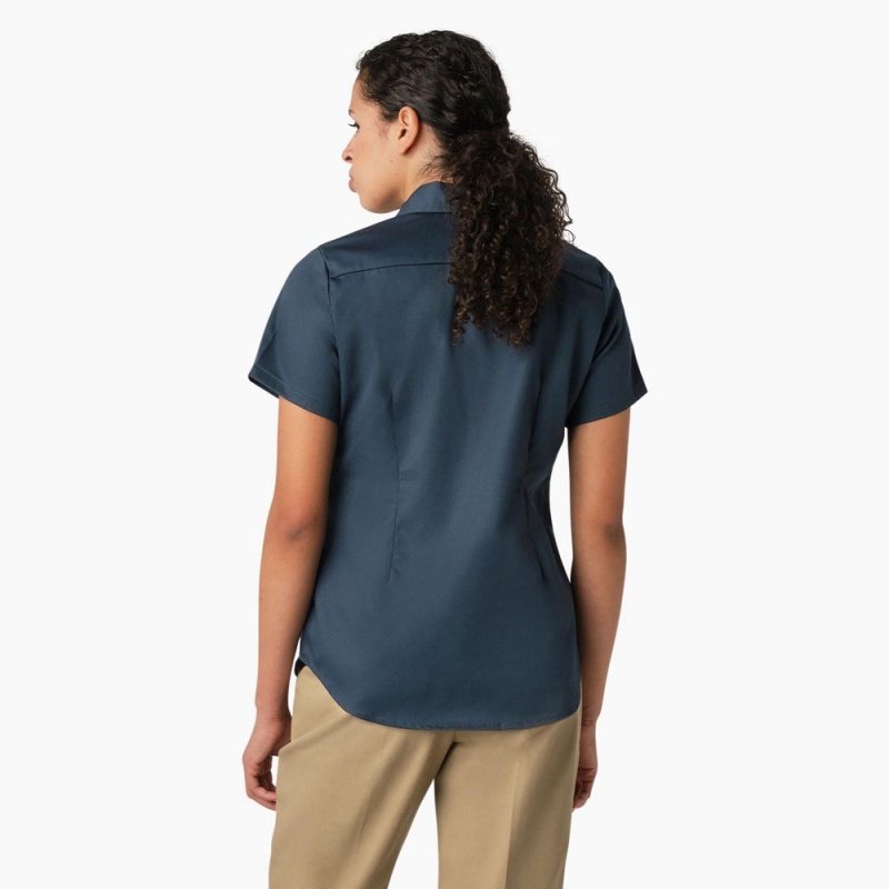 Blue Women's Dickies 574 Original Work Shirts | AXS692413