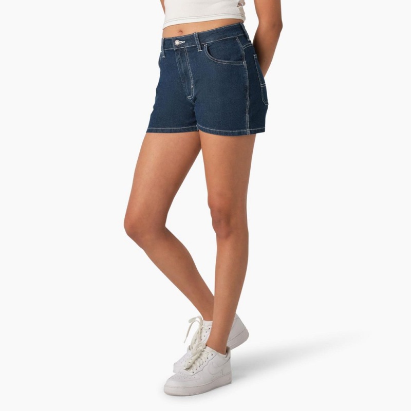 Blue Women's Dickies Carpenter Jean Shorts | SWJ159706