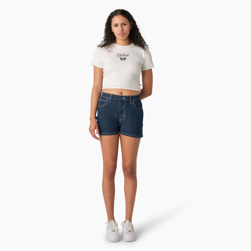 Blue Women's Dickies Carpenter Jean Shorts | SWJ159706