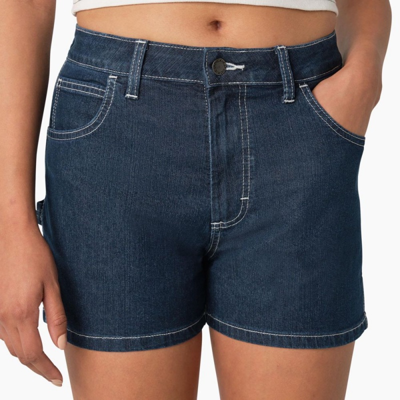 Blue Women's Dickies Carpenter Jean Shorts | SWJ159706