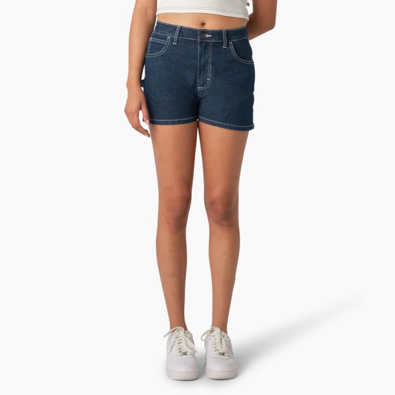 Blue Women\'s Dickies Carpenter Jean Shorts | SWJ159706