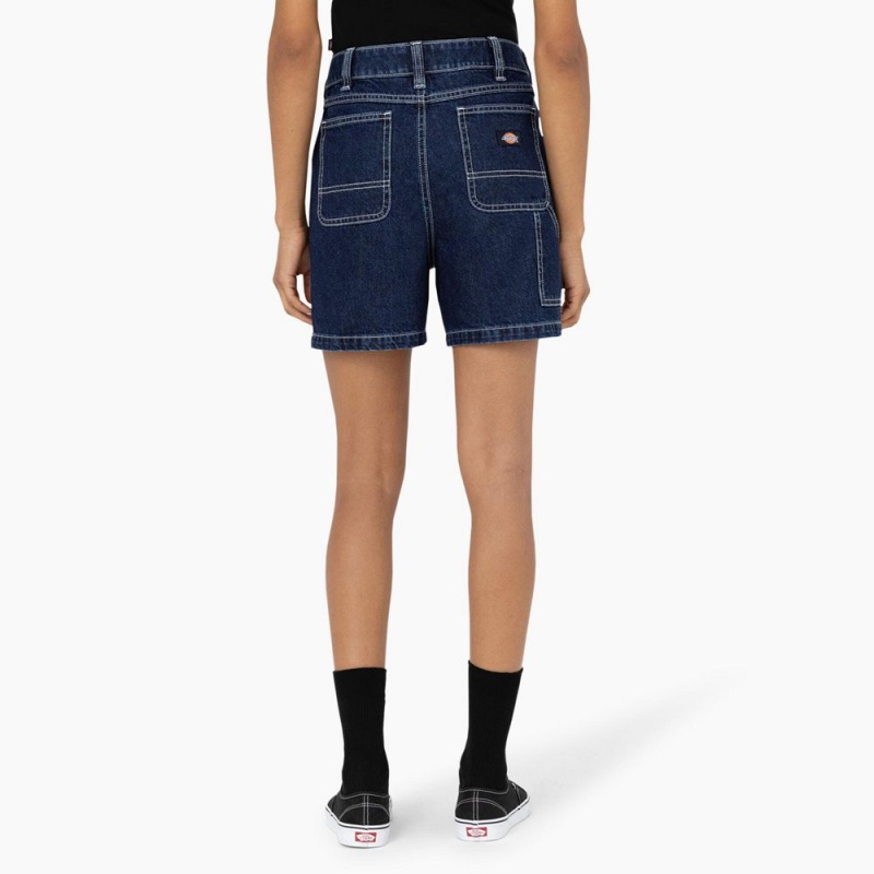 Blue Women's Dickies Carpenter Jean Shorts | RIH860124