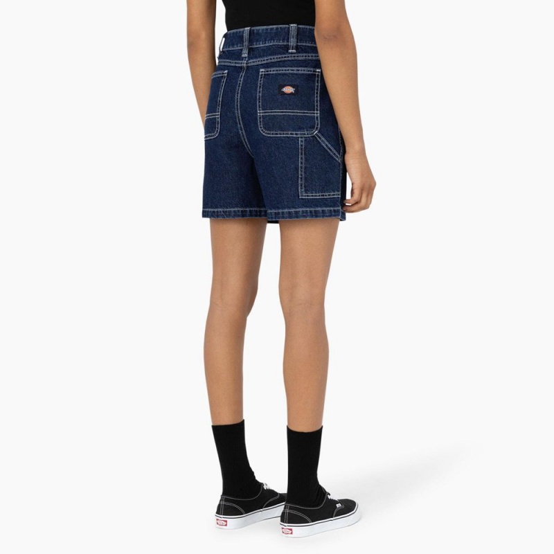 Blue Women's Dickies Carpenter Jean Shorts | RIH860124