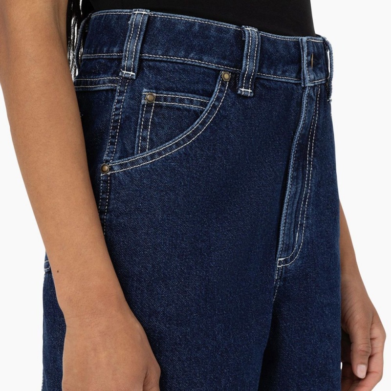 Blue Women's Dickies Carpenter Jean Shorts | RIH860124