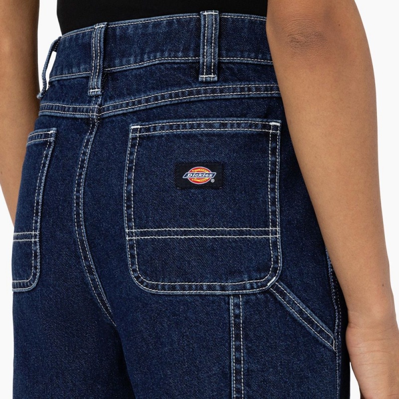 Blue Women's Dickies Carpenter Jean Shorts | RIH860124