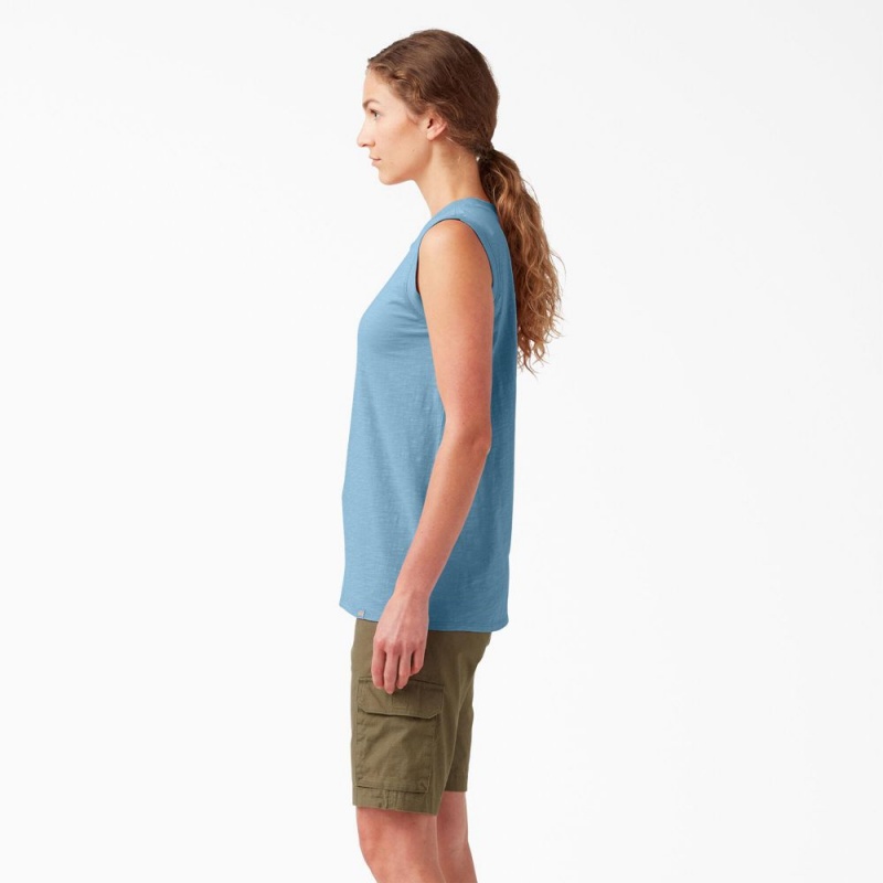 Blue Women's Dickies Classic Tank Top | BPA142089