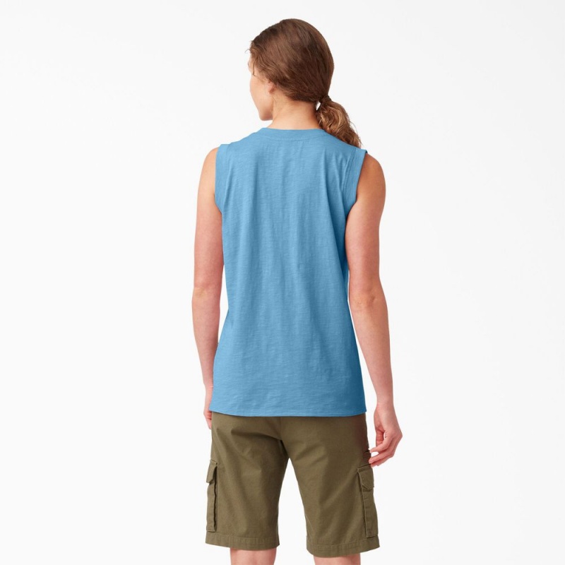 Blue Women's Dickies Classic Tank Top | LED037459