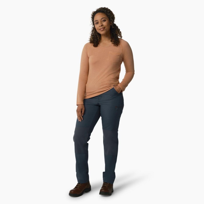 Blue Women's Dickies Cooling High Rise Tapered Leg Double Knee Pants | FVE128564