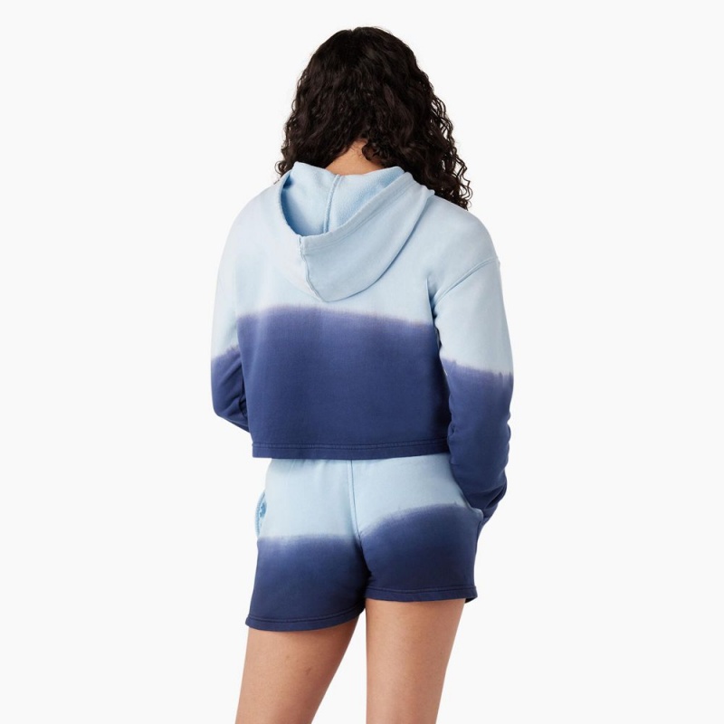 Blue Women's Dickies Cropped Ombre Hoodie | PUS915678